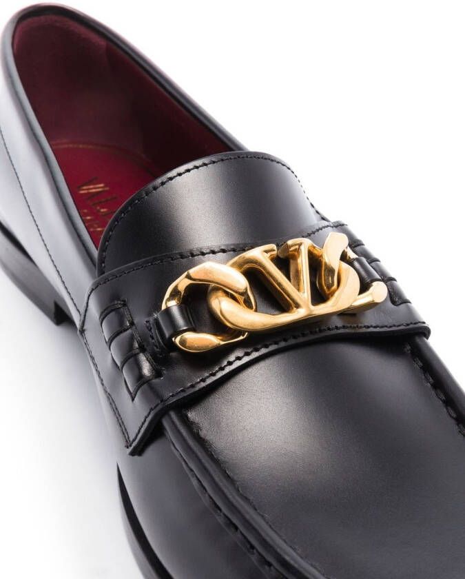 Valentino Garavani VLogo Chain leren loafers Zwart