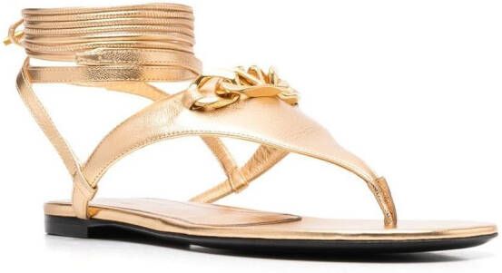 Valentino Garavani VLogo leren sandalen Goud