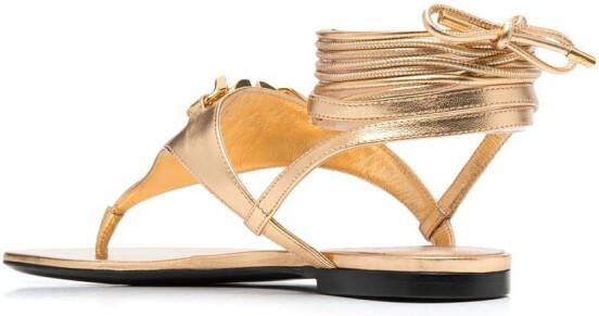 Valentino Garavani VLogo leren sandalen Goud
