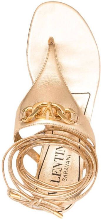 Valentino Garavani VLogo leren sandalen Goud