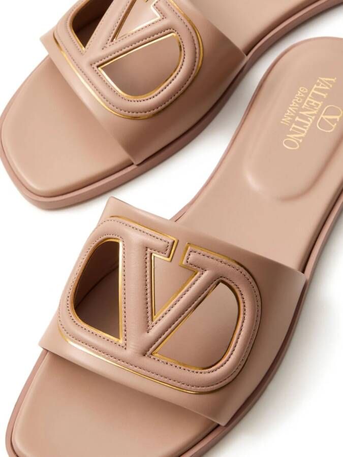 Valentino Garavani VLogo leren slippers Roze