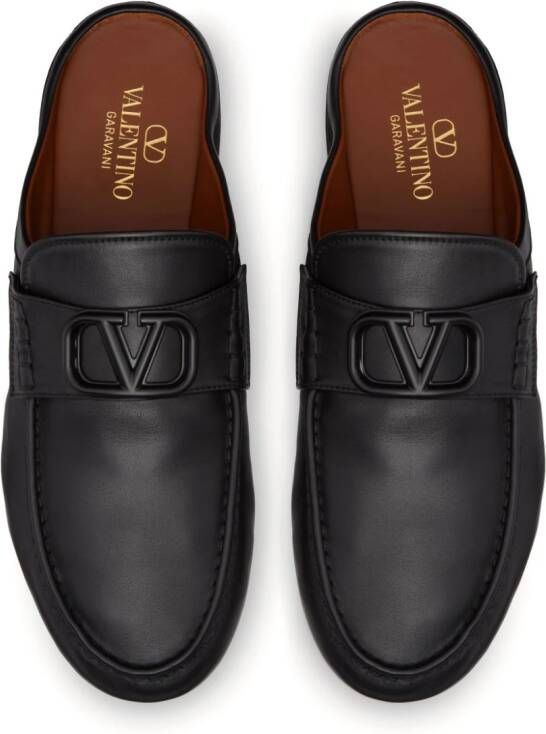 Valentino Garavani VLogo leren slippers Zwart