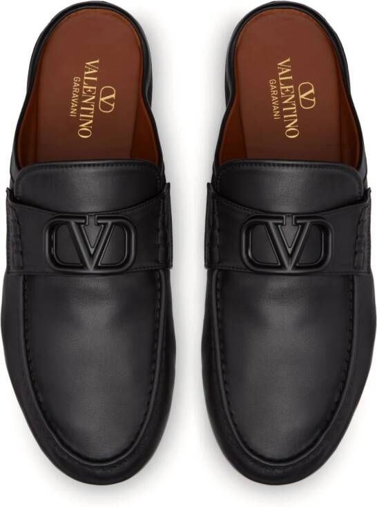 Valentino Garavani VLogo leren slippers Zwart