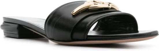 Valentino Garavani Vlogo-plaque slip-on sandals Zwart