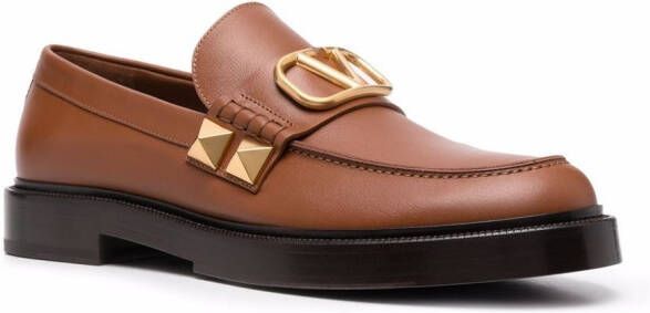 Valentino Garavani Leren loafers Bruin