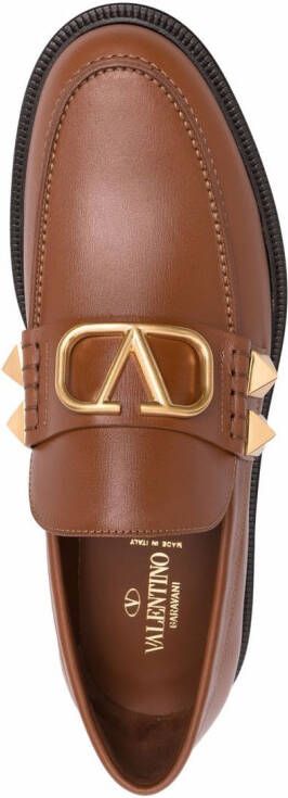 Valentino Garavani Leren loafers Bruin