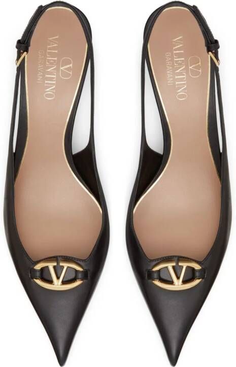 Valentino Garavani VLogo Signature leren slingback pumps Zwart