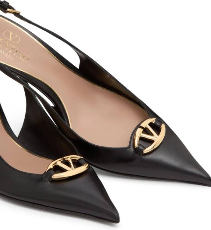 Valentino Garavani VLogo Signature leren slingback pumps Zwart