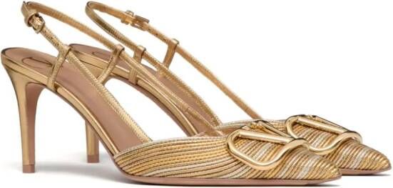 Valentino Garavani 80mm VLogo Signature slingback pumps Goud