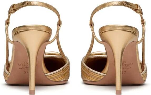 Valentino Garavani 80mm VLogo Signature slingback pumps Goud