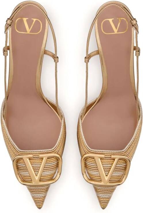 Valentino Garavani 80mm VLogo Signature slingback pumps Goud