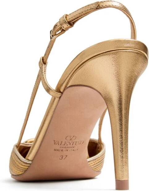 Valentino Garavani 80mm VLogo Signature slingback pumps Goud