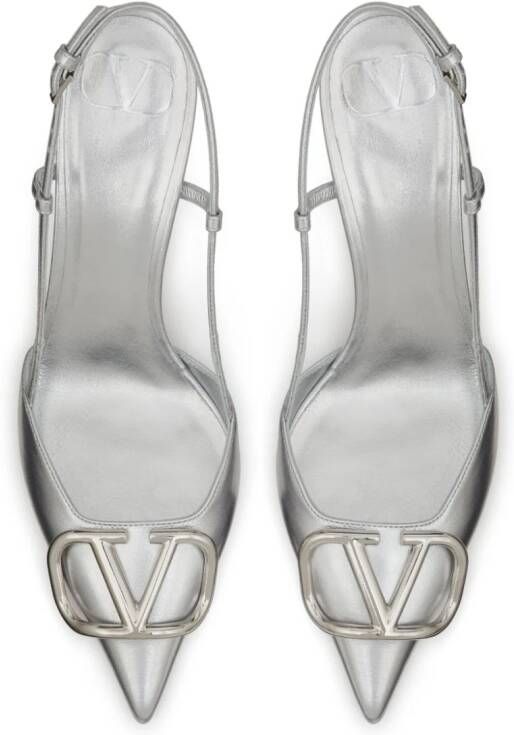 Valentino Garavani Vlogo slingback pumps Zilver