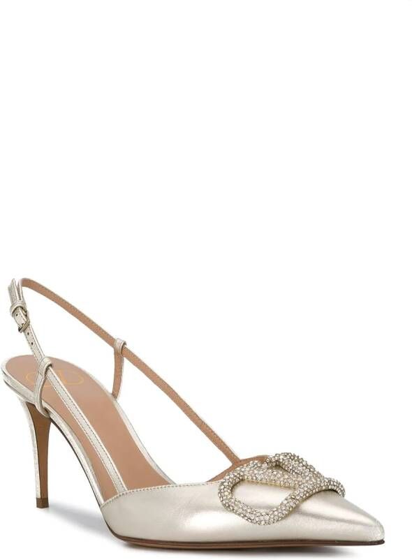 Valentino Garavani 80 mm VLogo Glow slingback pumps Zilver
