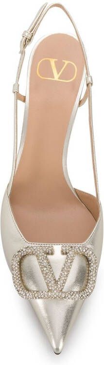 Valentino Garavani 80 mm VLogo Glow slingback pumps Zilver