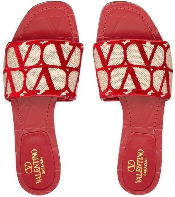 Valentino Garavani VLogo Toile Iconographe slippers Beige