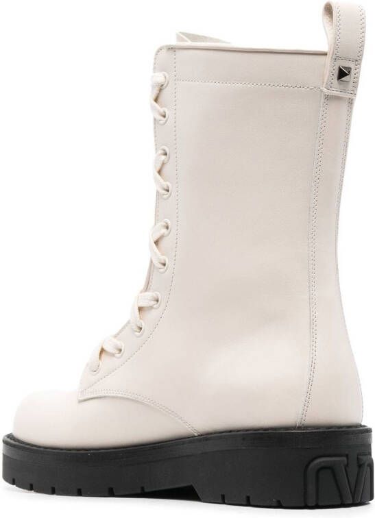 Valentino Garavani XCOMBAT leren laarzen Beige