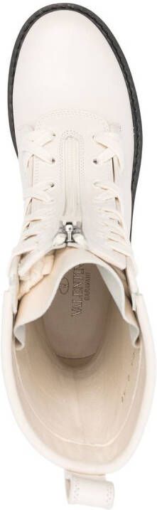 Valentino Garavani XCOMBAT leren laarzen Beige