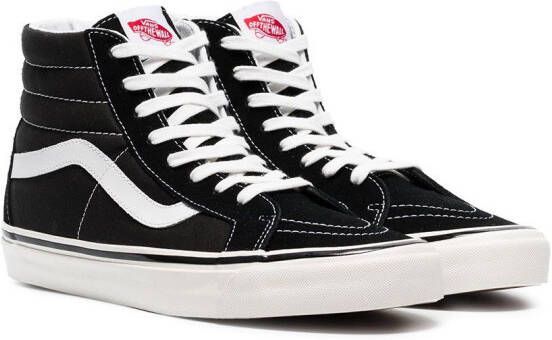 Vans black and white SK8-Hi 38 DX suede leather and canvas sneakers Zwart