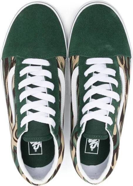 Vans Kids Old Skool sneakers met vlammenprint Groen