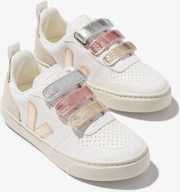 VEJA Kids V-10 sneakers met metallic-effect Wit