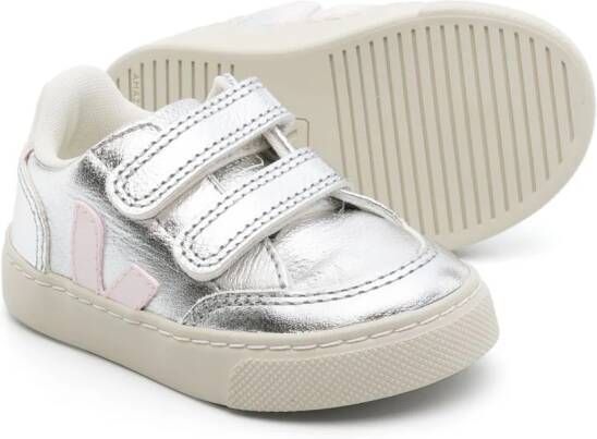 VEJA Kids V-12 ChromeFree leren sneakers Zilver