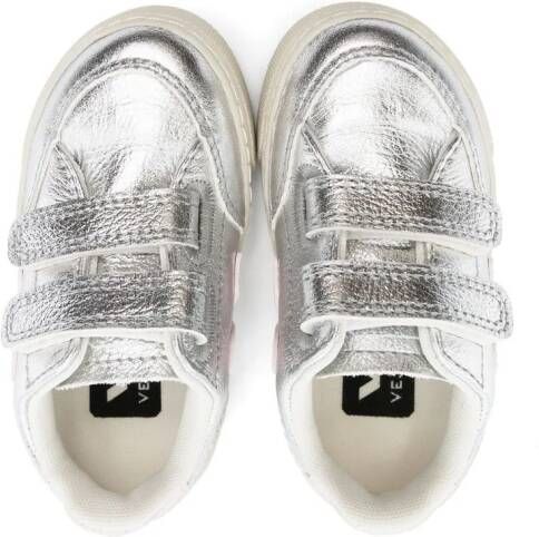 VEJA Kids V-12 ChromeFree leren sneakers Zilver