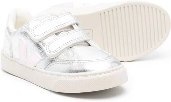 VEJA Kids V-12 ChromeFree leren sneakers Zilver