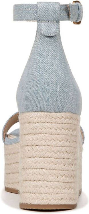 Veronica Beard Gienne 89 denim sandalen met sleehak Blauw