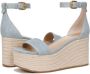 Veronica Beard Gienne 89 denim sandalen met sleehak Blauw - Thumbnail 5