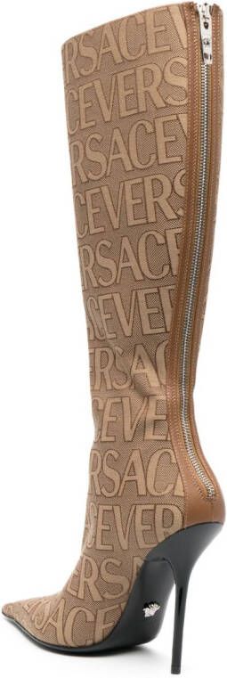 Versace Allover knielaarzen Beige