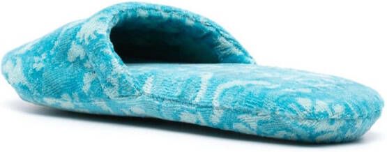 Versace Slippers met barokprint Blauw