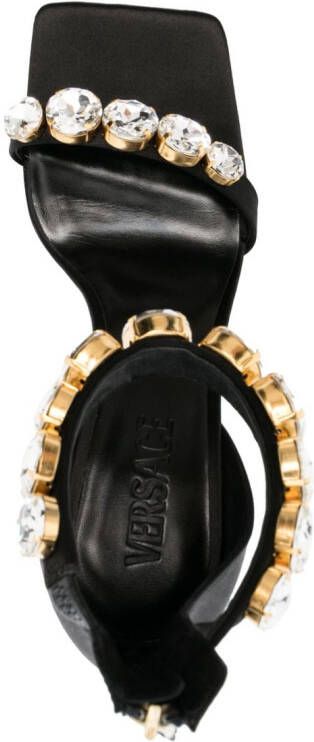 Versace Satijnen 110mm sandalen verfraaid met kristallen Zwart