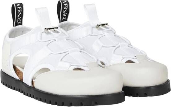 Versace Gekooide leren sandalen met vlakken Wit