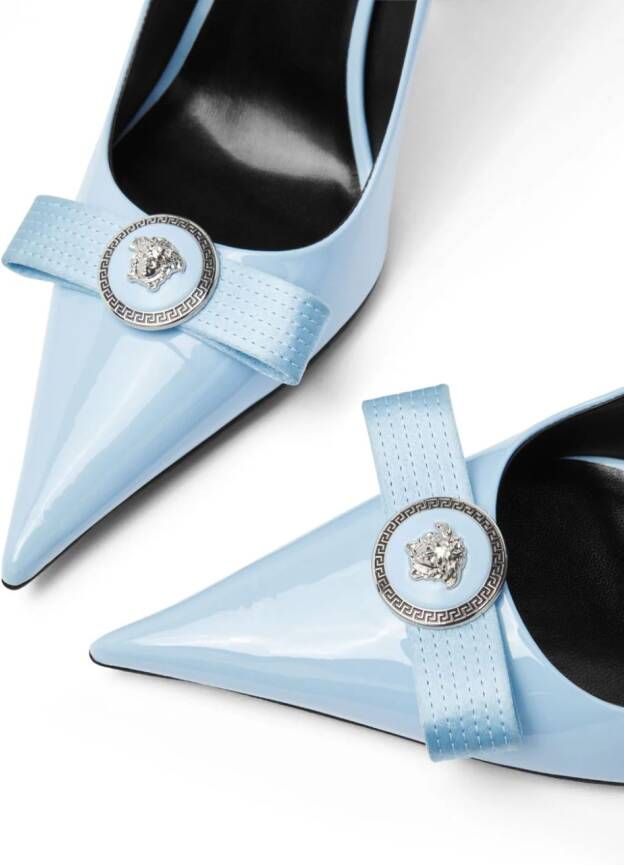 Versace Gianni Ribbon 120mm leren pumps Blauw