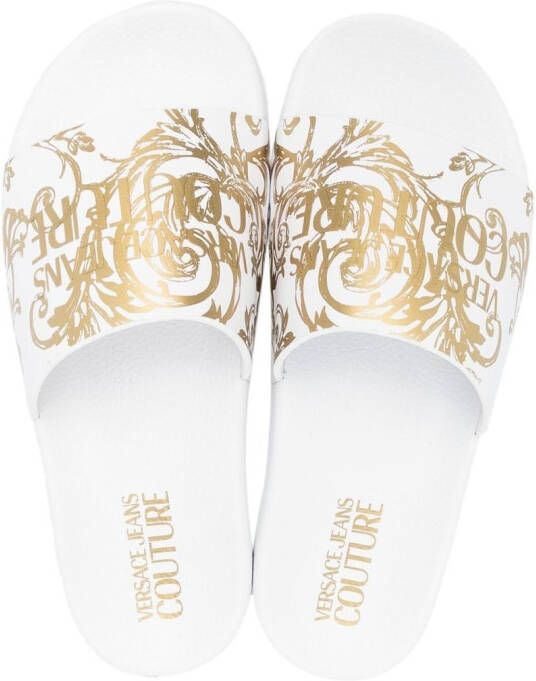 Versace Jeans Couture Slippers met 'Barocco' print Wit