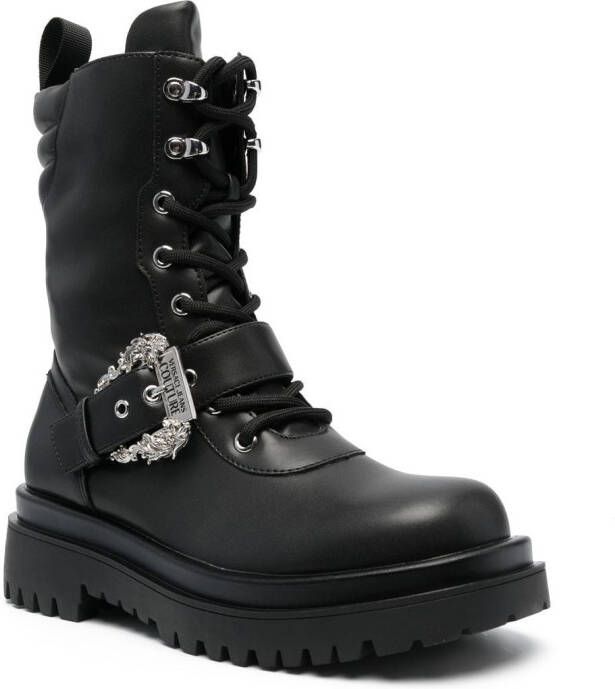 Versace Jeans Couture Drew combat boots met barokgesp Zwart