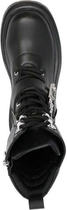 Versace Jeans Couture Drew combat boots met barokgesp Zwart