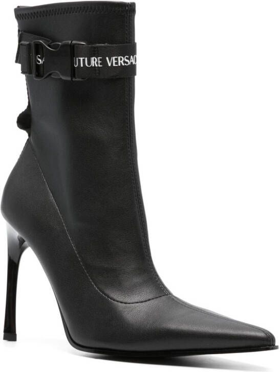 Versace Jeans Couture Enkellaarzen met logoband Zwart