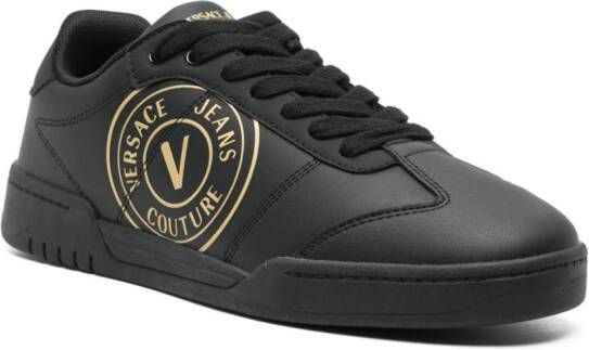 Versace Jeans Couture Leren sneakers met logoprint Zwart