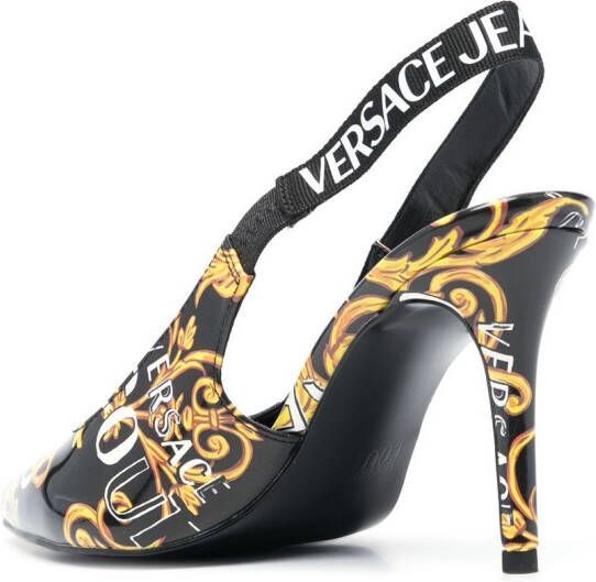 Versace Jeans Couture Slingback pumps met logoprint Zwart