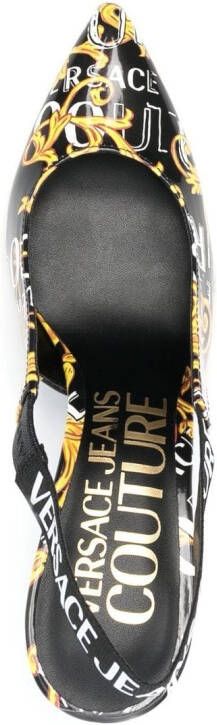 Versace Jeans Couture Slingback pumps met logoprint Zwart