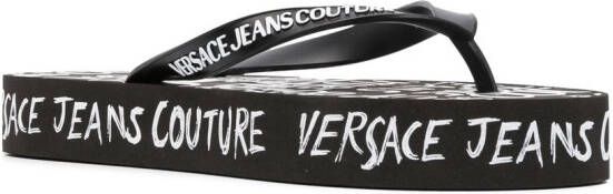Versace Jeans Couture Teenslippers met logoprint Zwart