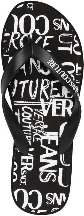 Versace Jeans Couture Teenslippers met logoprint Zwart