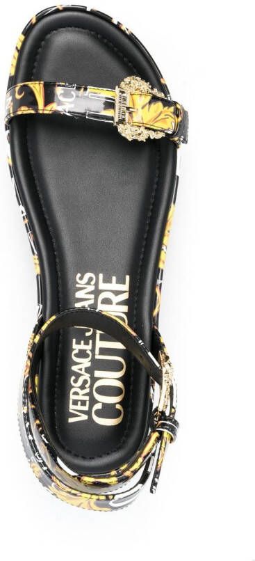 Versace Jeans Couture Sandalen met barokprint Zwart