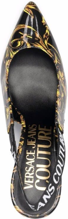 Versace Jeans Couture Slingback pumps met barokprint Zwart