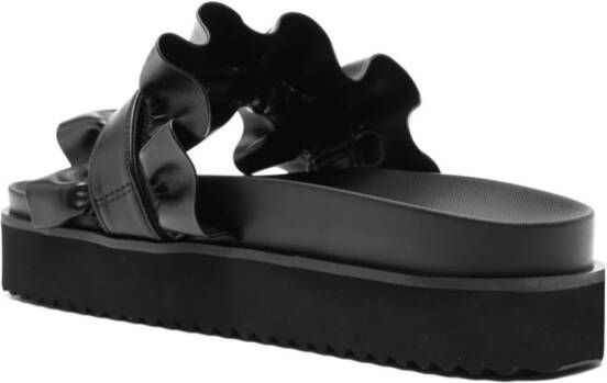 Versace Jeans Couture Slippers met logo gesp Zwart