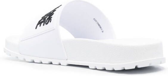 Versace Jeans Couture Slippers met logo-reliëf Wit