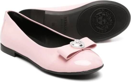 Versace Kids Leren ballerina's met strik-detail Roze