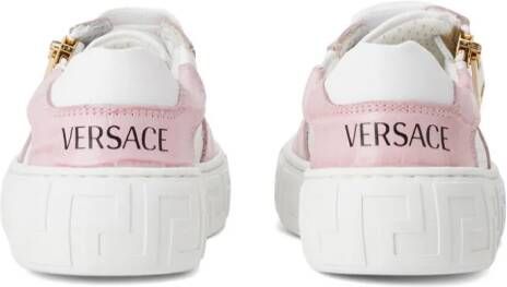 Versace Kids Greca leren sneakers Wit